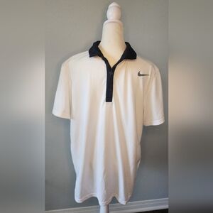 Nike Dri-Fit Polo. White and Black- Large